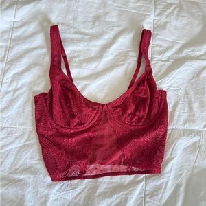 Hollister Ruby Red Lace Corset Top XS